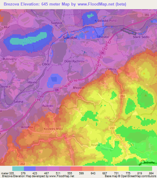 Brezova,Czech Republic Elevation Map