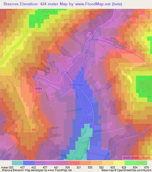 Brezova,Czech Republic Elevation Map