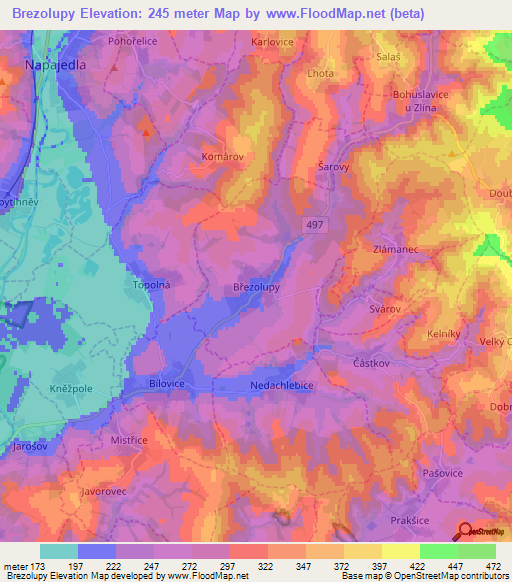 Brezolupy,Czech Republic Elevation Map