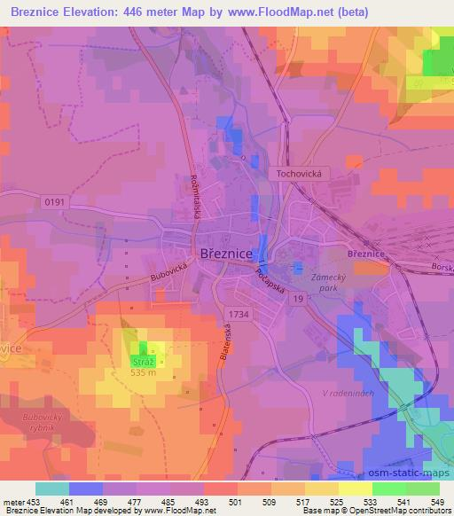 Breznice,Czech Republic Elevation Map