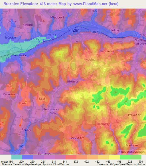 Breznice,Czech Republic Elevation Map