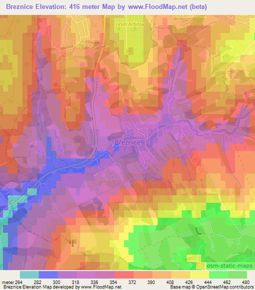 Breznice,Czech Republic Elevation Map