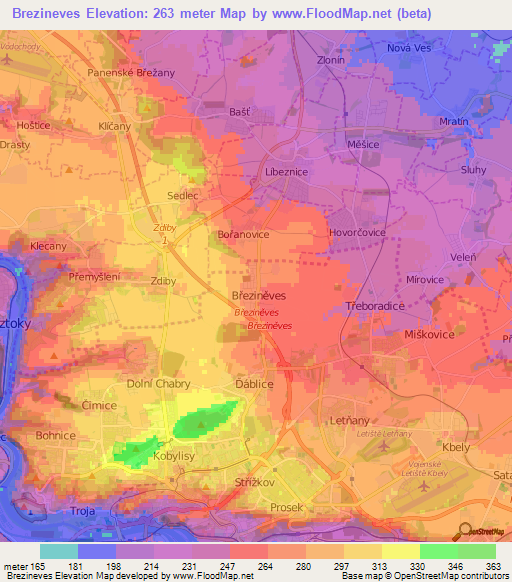 Brezineves,Czech Republic Elevation Map