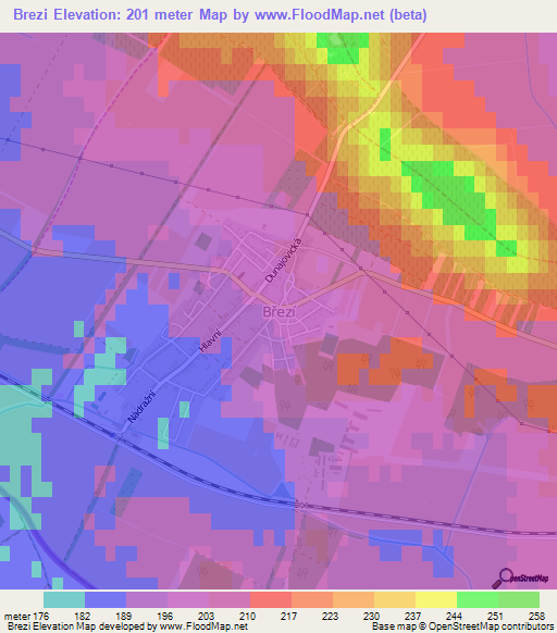 Brezi,Czech Republic Elevation Map