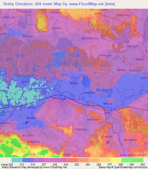 Brehy,Czech Republic Elevation Map