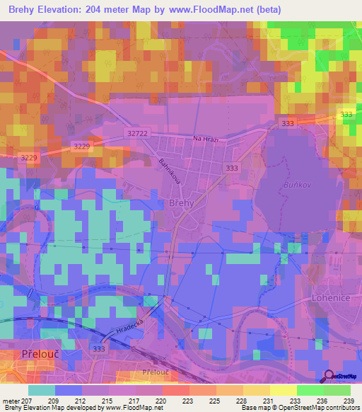 Brehy,Czech Republic Elevation Map