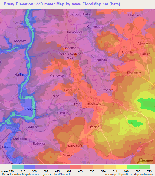 Brasy,Czech Republic Elevation Map