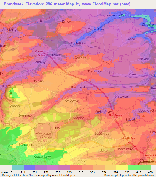 Brandysek,Czech Republic Elevation Map