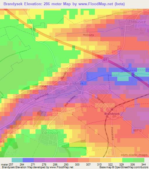 Brandysek,Czech Republic Elevation Map