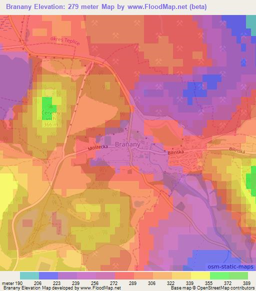 Branany,Czech Republic Elevation Map