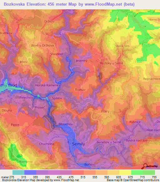 Bozkovska,Czech Republic Elevation Map