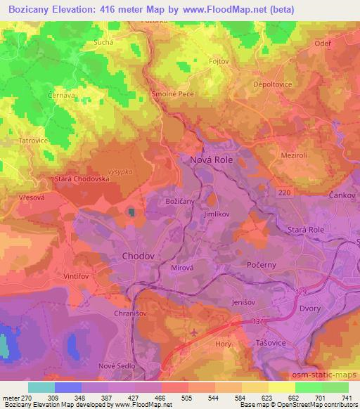 Bozicany,Czech Republic Elevation Map