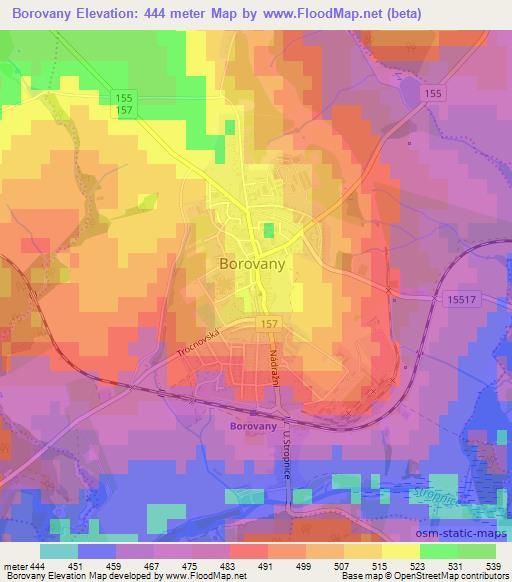 Borovany,Czech Republic Elevation Map