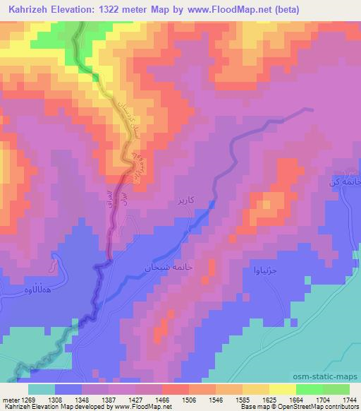 Kahrizeh,Iran Elevation Map