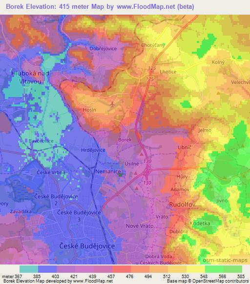 Borek,Czech Republic Elevation Map