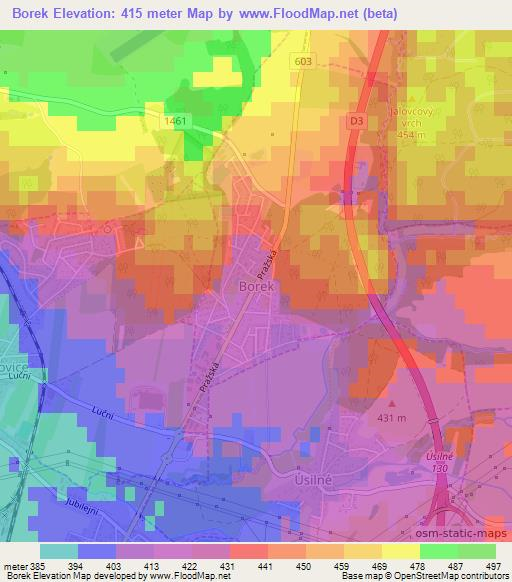 Borek,Czech Republic Elevation Map