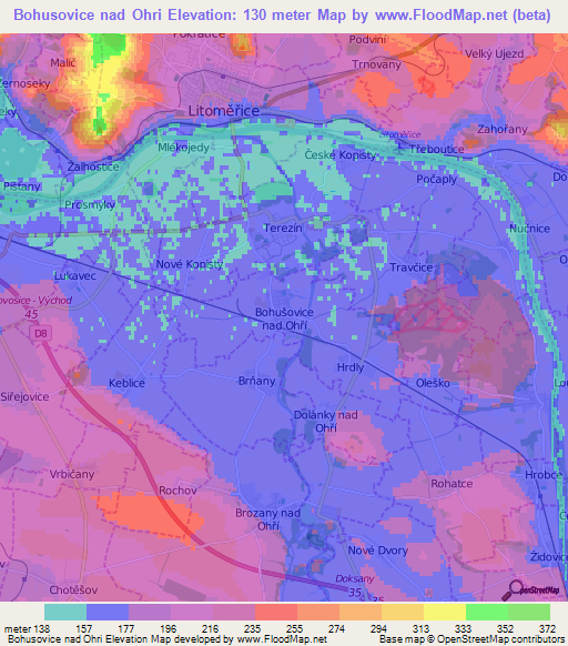 Bohusovice nad Ohri,Czech Republic Elevation Map