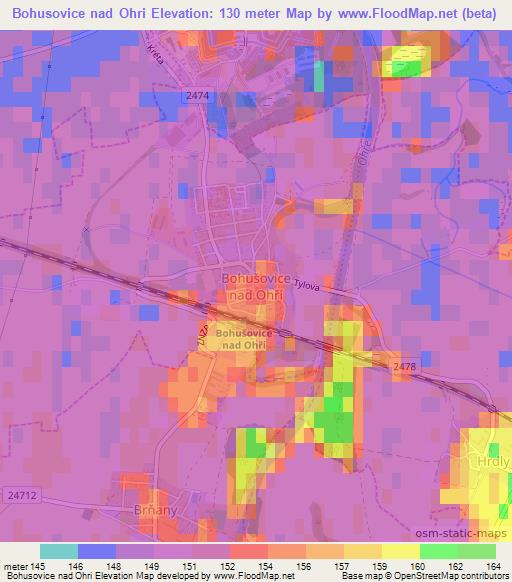 Bohusovice nad Ohri,Czech Republic Elevation Map