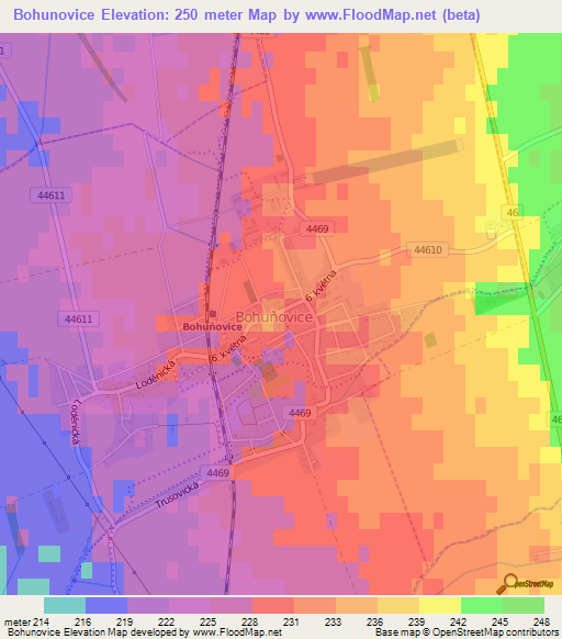 Bohunovice,Czech Republic Elevation Map