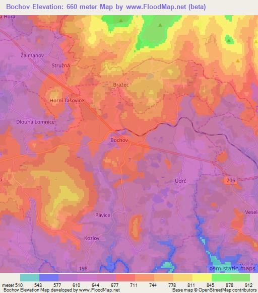 Bochov,Czech Republic Elevation Map