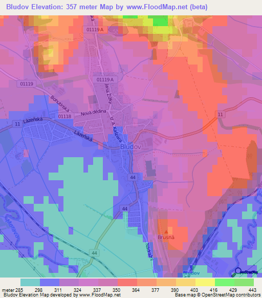 Bludov,Czech Republic Elevation Map
