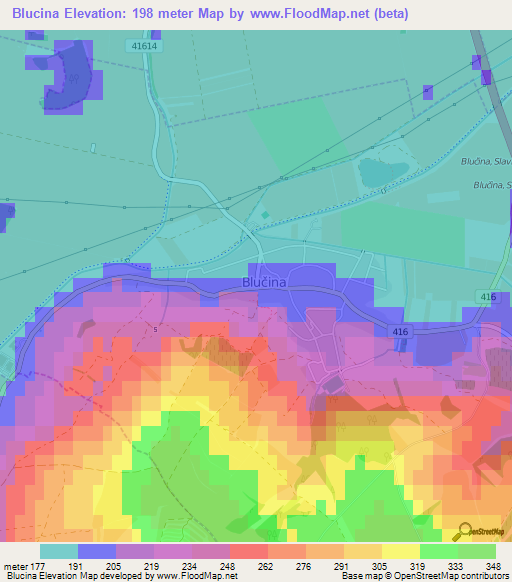 Blucina,Czech Republic Elevation Map