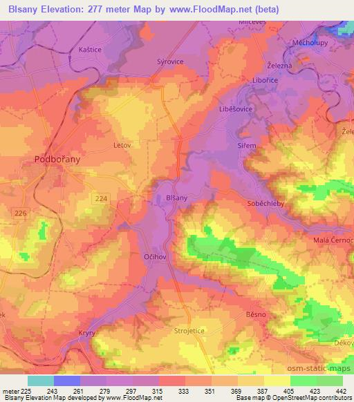 Blsany,Czech Republic Elevation Map