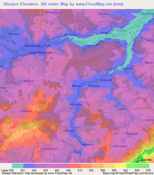 Blizejov,Czech Republic Elevation Map