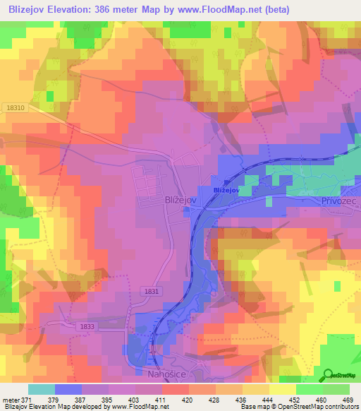 Blizejov,Czech Republic Elevation Map
