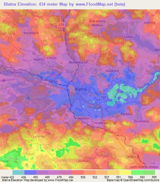 Blatna,Czech Republic Elevation Map