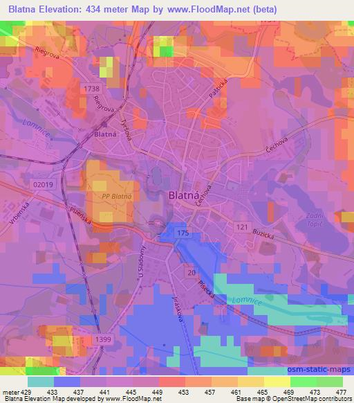 Blatna,Czech Republic Elevation Map