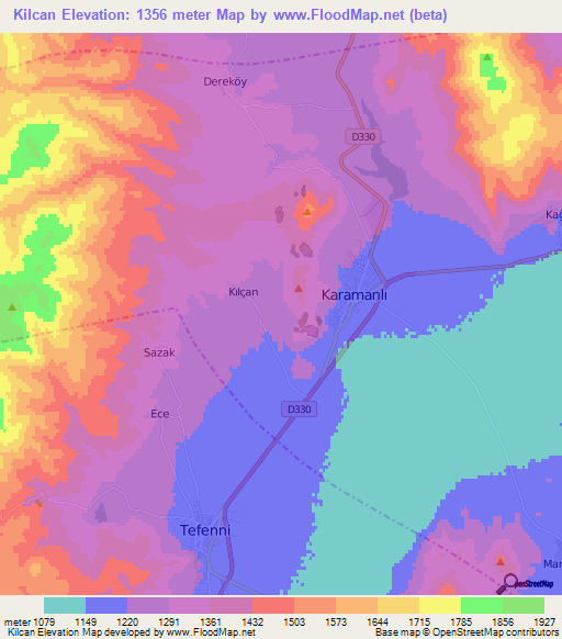 Kilcan,Turkey Elevation Map