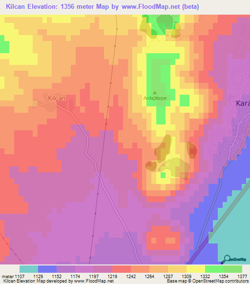 Kilcan,Turkey Elevation Map