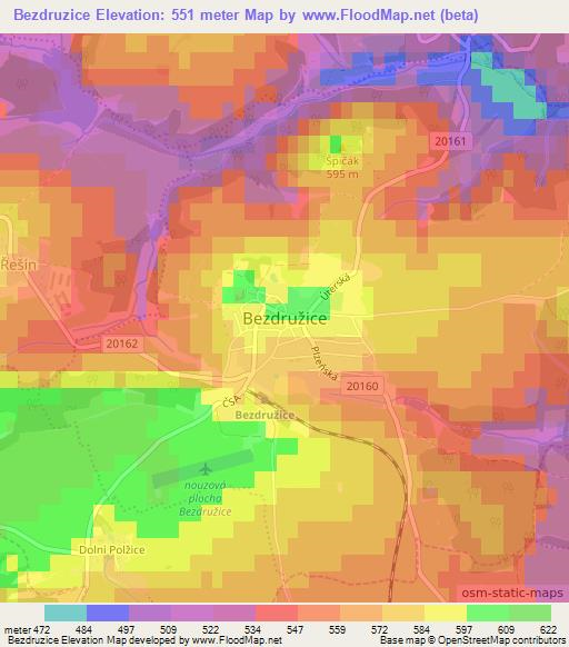 Bezdruzice,Czech Republic Elevation Map