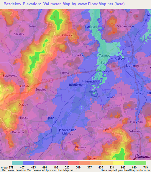 Bezdekov,Czech Republic Elevation Map