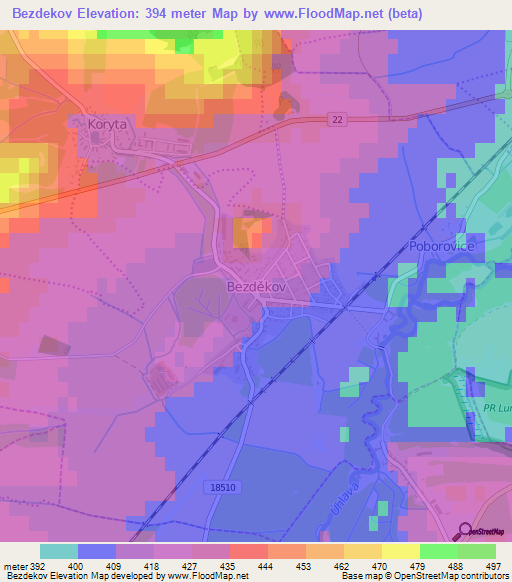 Bezdekov,Czech Republic Elevation Map