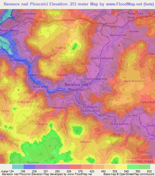 Benesov nad Ploucnici,Czech Republic Elevation Map