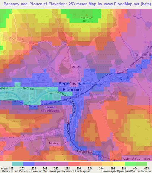 Benesov nad Ploucnici,Czech Republic Elevation Map
