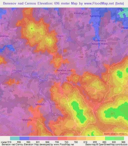 Benesov nad Cernou,Czech Republic Elevation Map