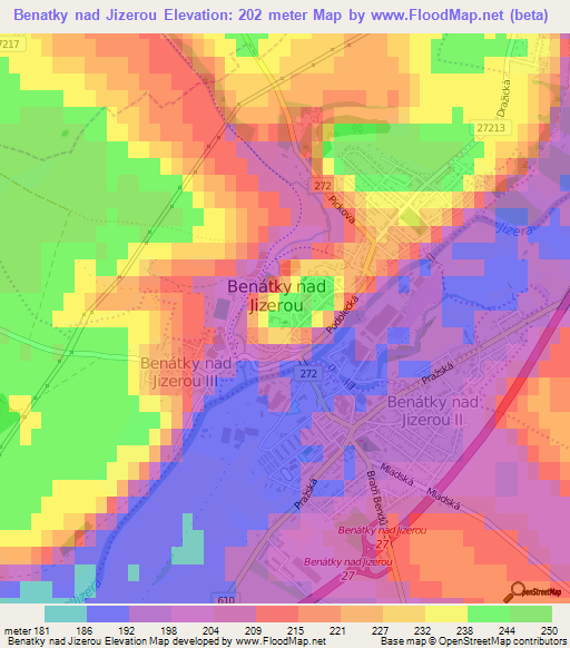 Benatky nad Jizerou,Czech Republic Elevation Map