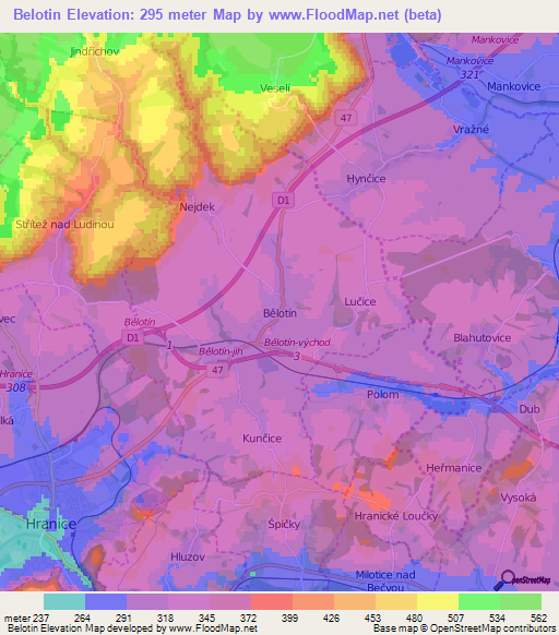 Belotin,Czech Republic Elevation Map