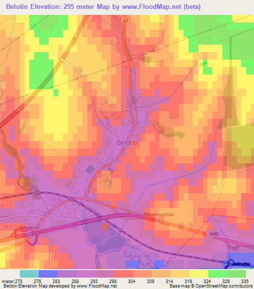 Belotin,Czech Republic Elevation Map