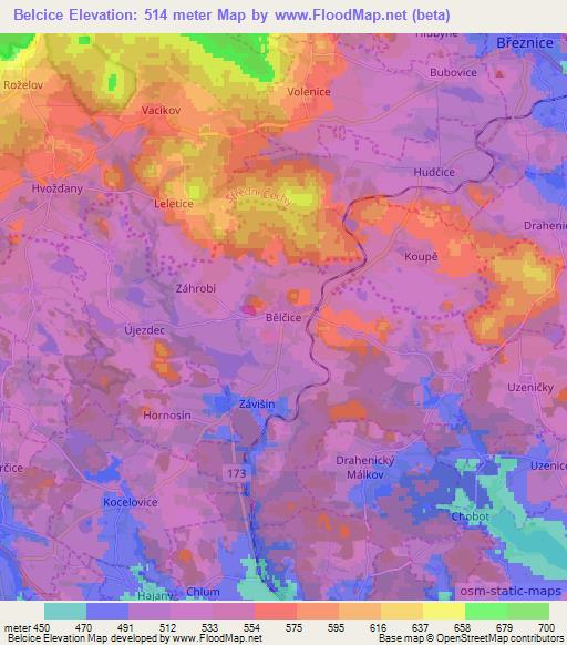 Belcice,Czech Republic Elevation Map