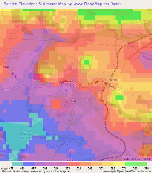 Belcice,Czech Republic Elevation Map