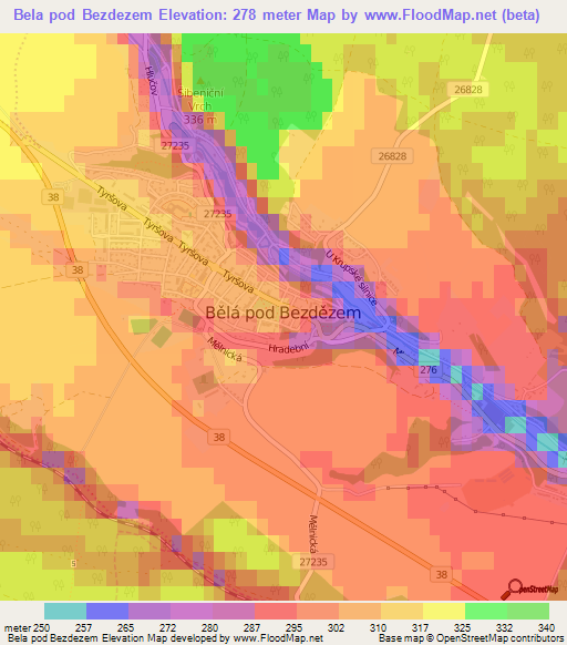 Bela pod Bezdezem,Czech Republic Elevation Map