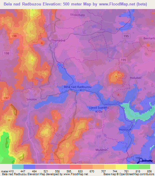 Bela nad Radbuzou,Czech Republic Elevation Map
