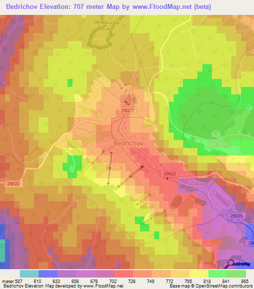 Bedrichov,Czech Republic Elevation Map