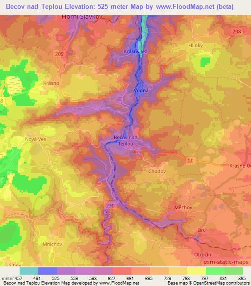 Becov nad Teplou,Czech Republic Elevation Map