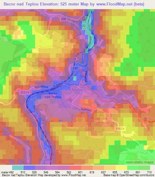 Becov nad Teplou,Czech Republic Elevation Map