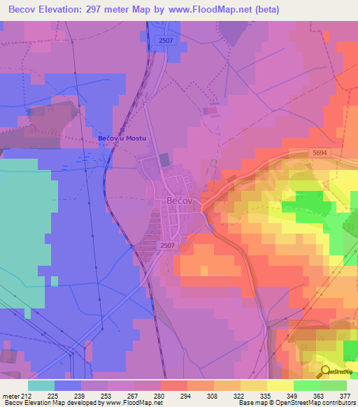 Becov,Czech Republic Elevation Map